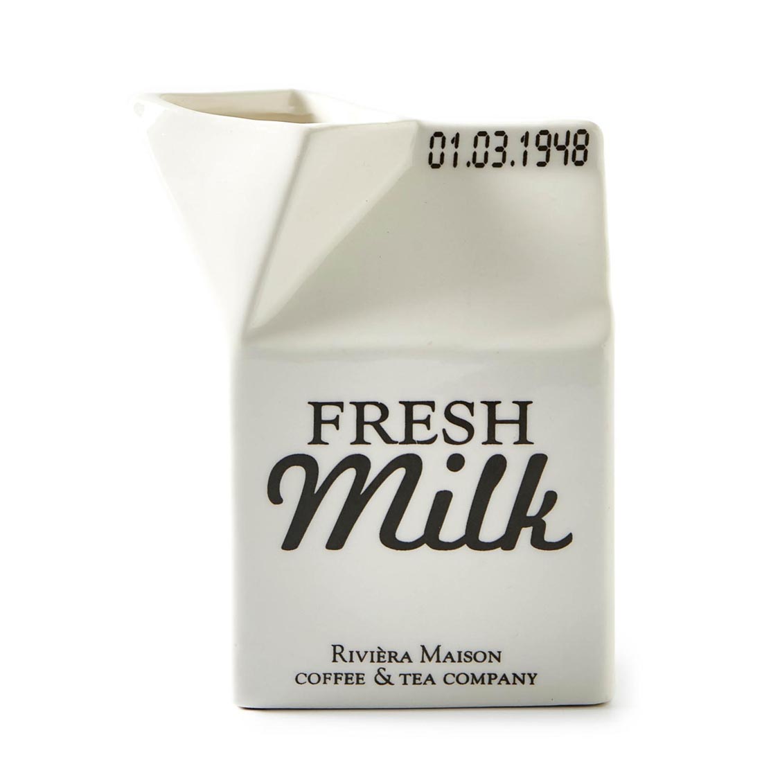 Riviera Maison Melkkan, voorraadpot melk met tekst - Carton Jar Milk - Wit - Porselein - 1 stuk