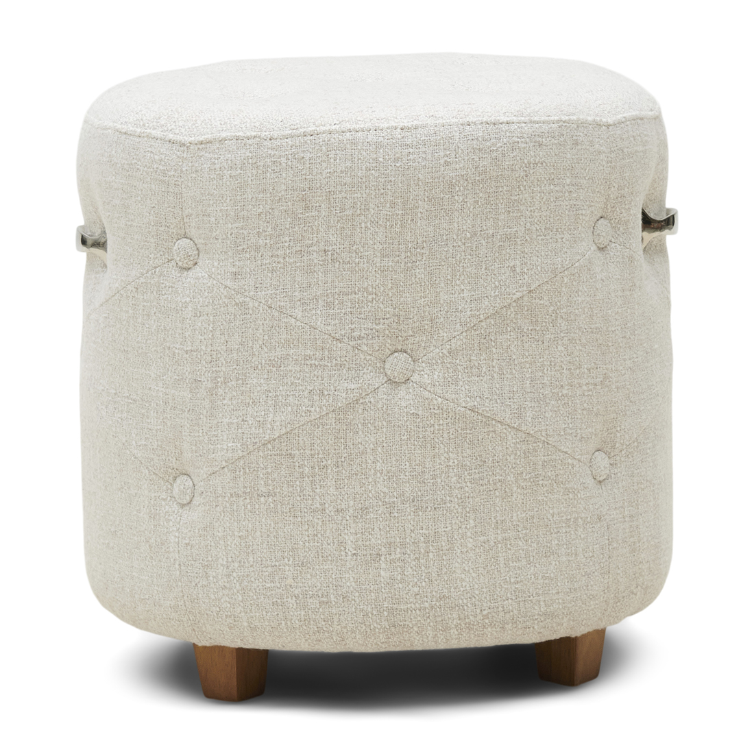 Riviera Maison Bowery Footstool Antique White - Polyester, Rubberhout - 43.0x43.0x46.0 cm