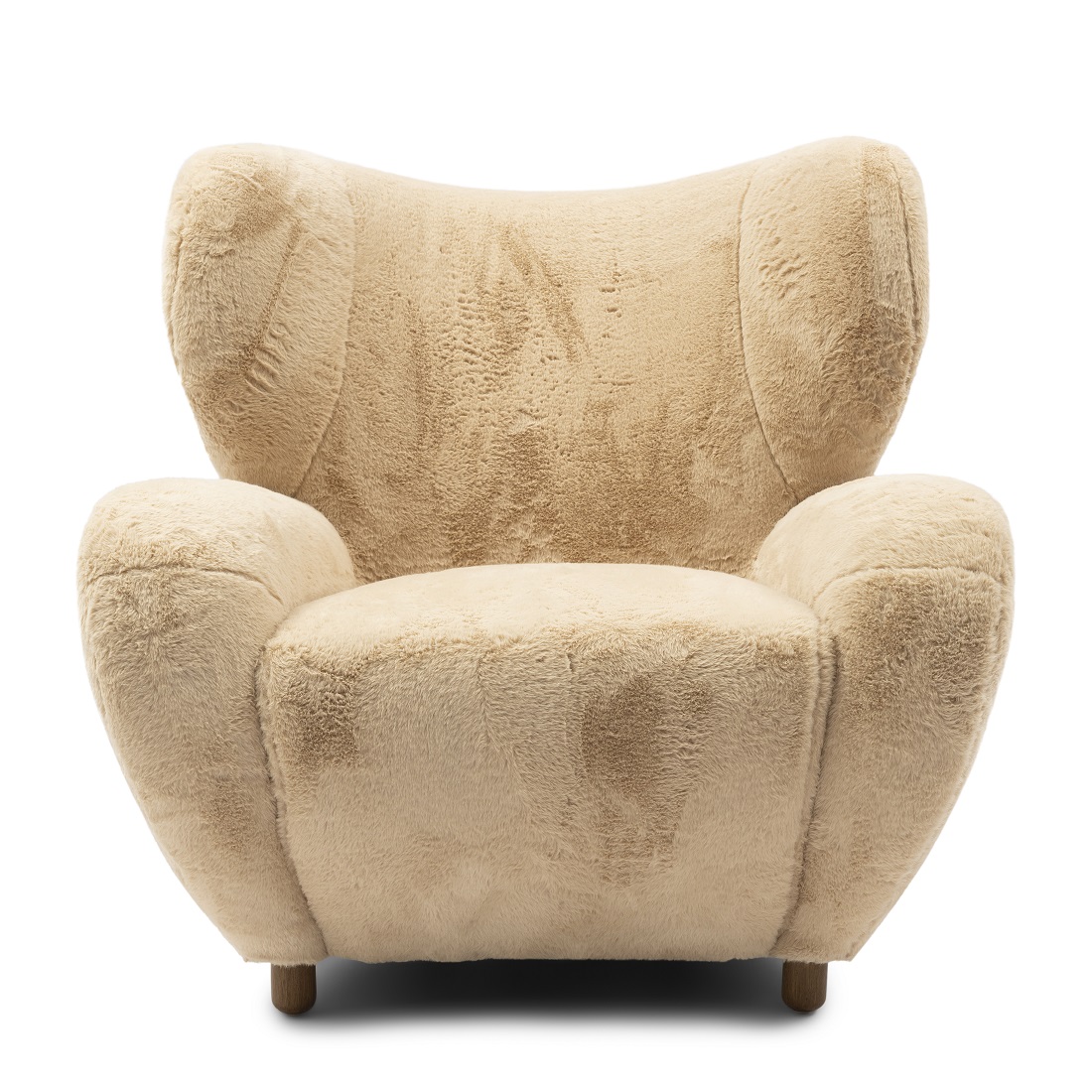 Riviera Maison Courchevel Wing Chair Chamois - Polyester, Beukenhout - 105.0x102.0x90.0 cm