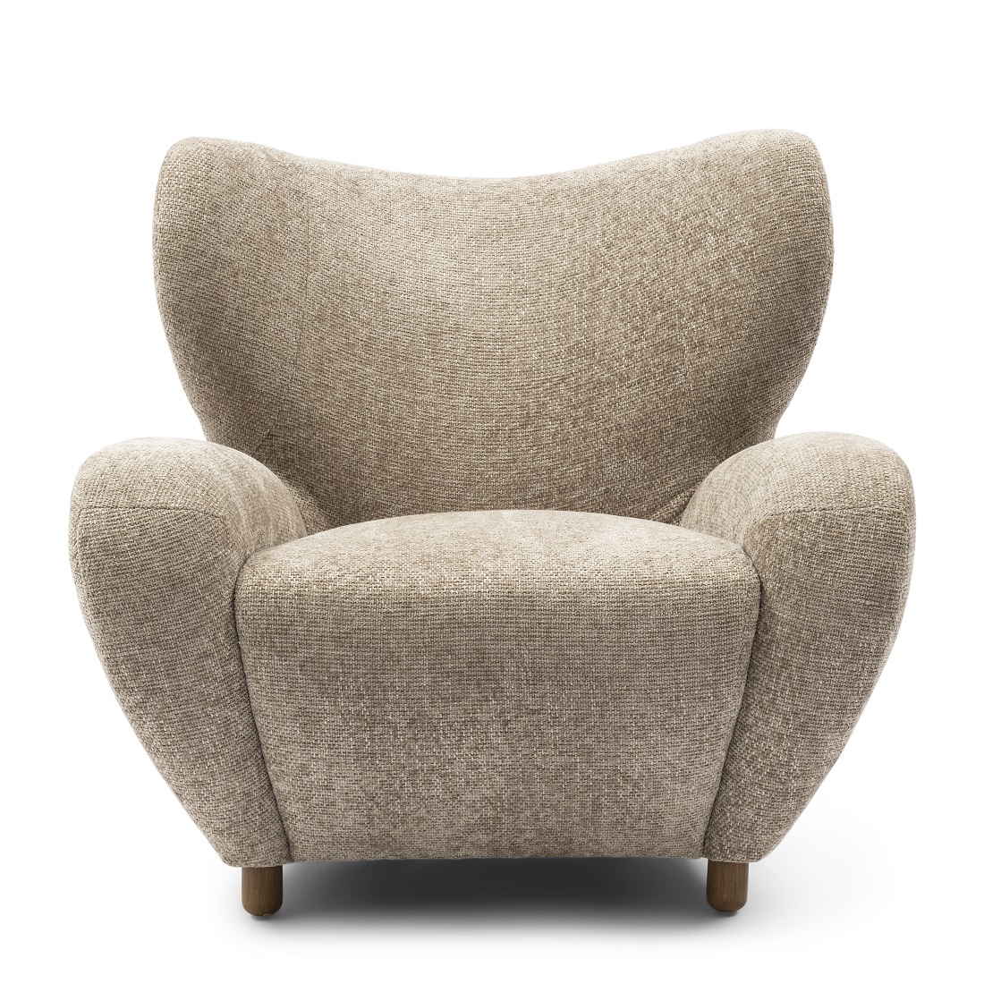 Riviera Maison Courchevel Wing Chair Beige - Polyester, Beukenhout - 105.0x102.0x90.0 cm