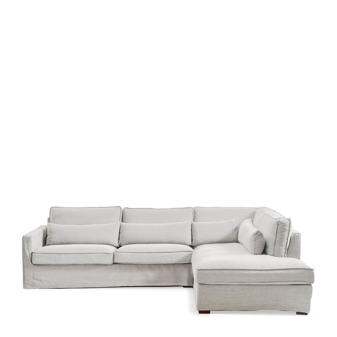 Rivièra Maison - Brompton Cross Corner Sofa Chaise Longue Right, washed cotton, ash grey - Kleur: Asgrijs