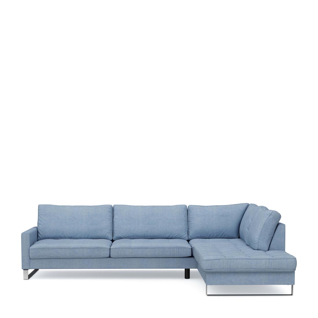 Rivièra Maison - West Houston Corner Sofa Chaise Longue Right, washed cotton, ice blue - Kleur: Ijs Blauw