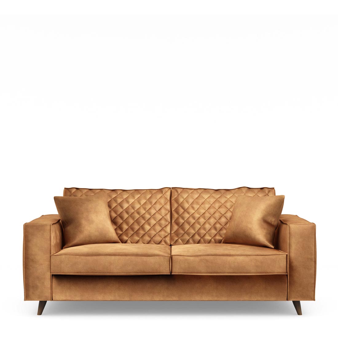 Rivièra Maison - Kendall Sofa 2,5 Seater, velvet, cognac - Kleur: bruin