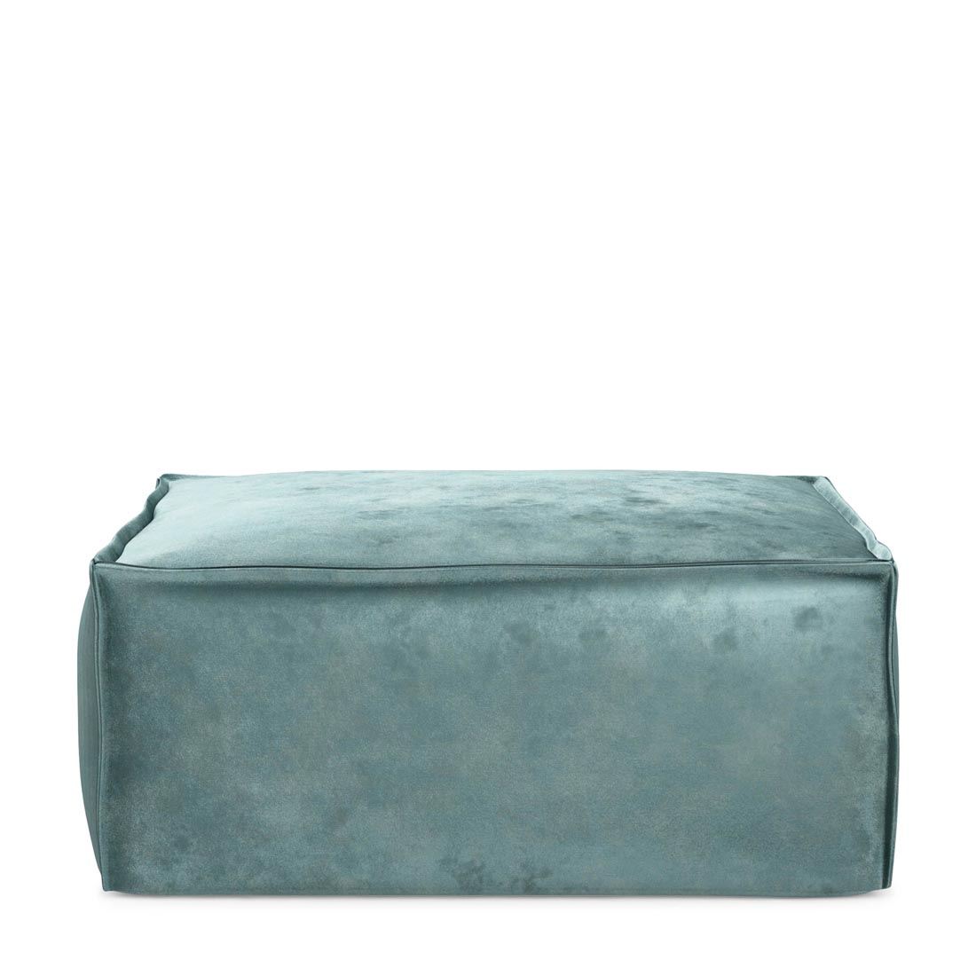 Rivièra Maison - The Jagger Footstool, velvet, mineral blue - Kleur: Mineraalblauw