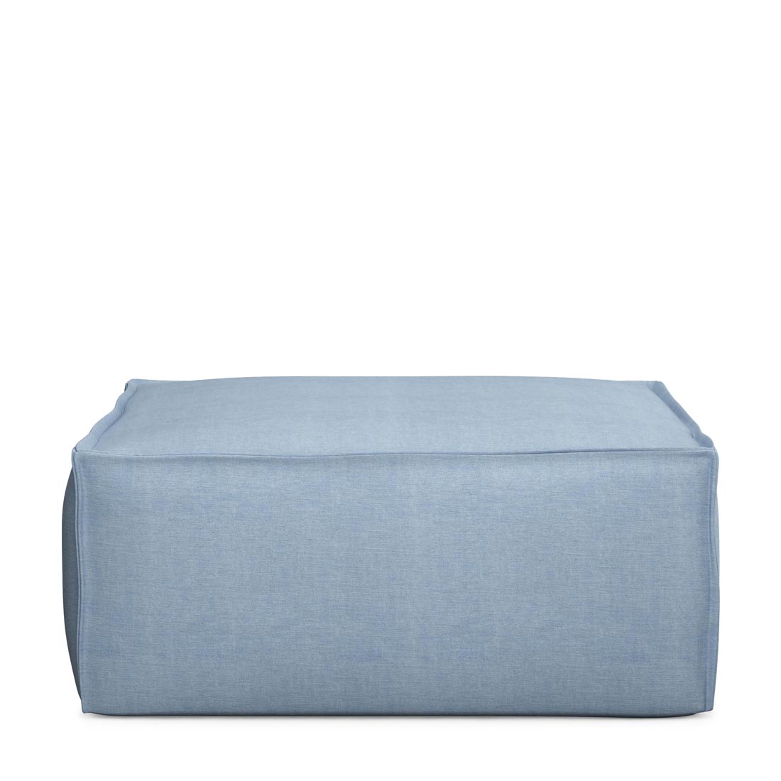 Rivièra Maison - The Jagger Footstool, washed cotton, ice blue - Kleur: Ijs Blauw