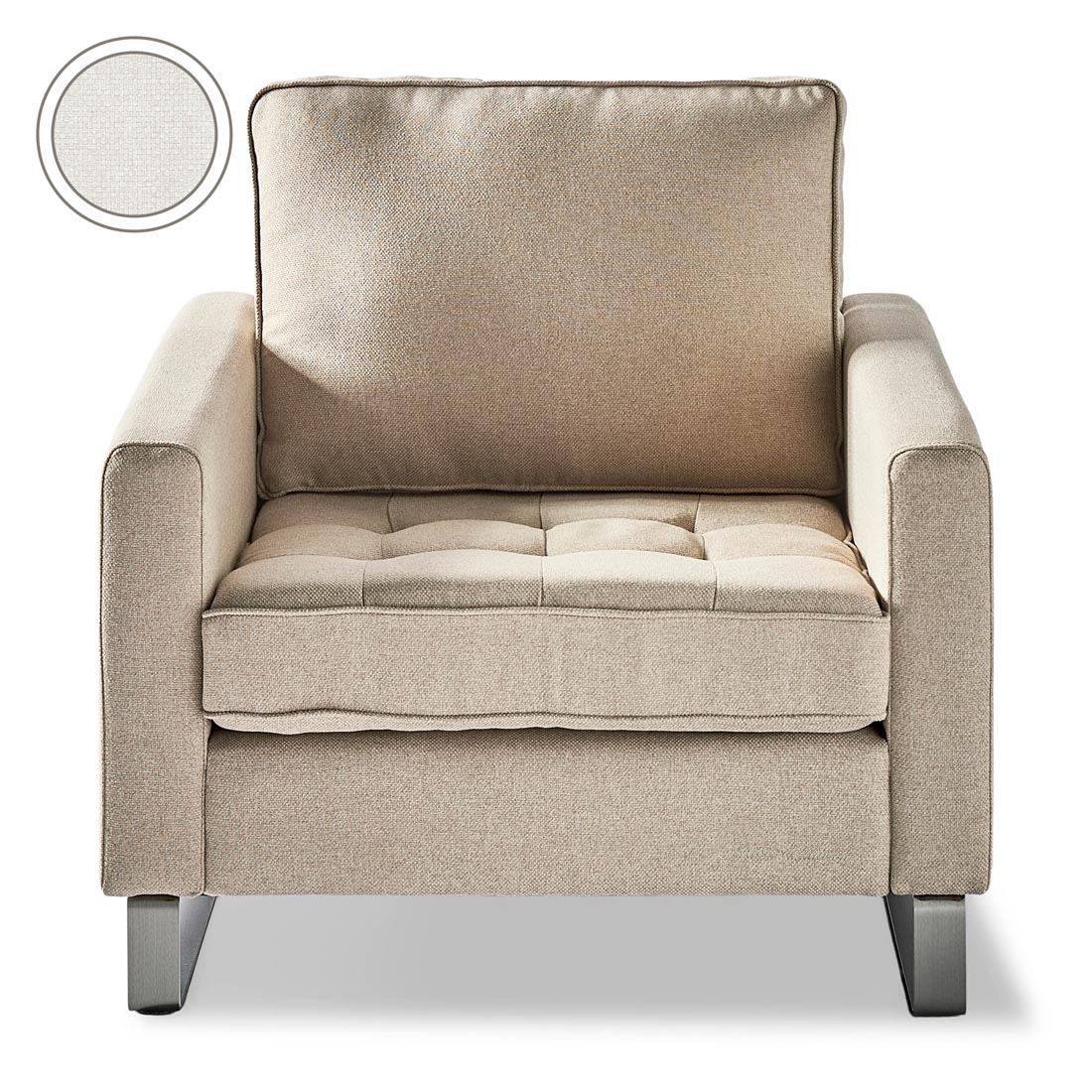 Rivièra Maison - Fauteuil West Houston, Alaskan White, Oxford Weave - Kleur: Alaska Wit