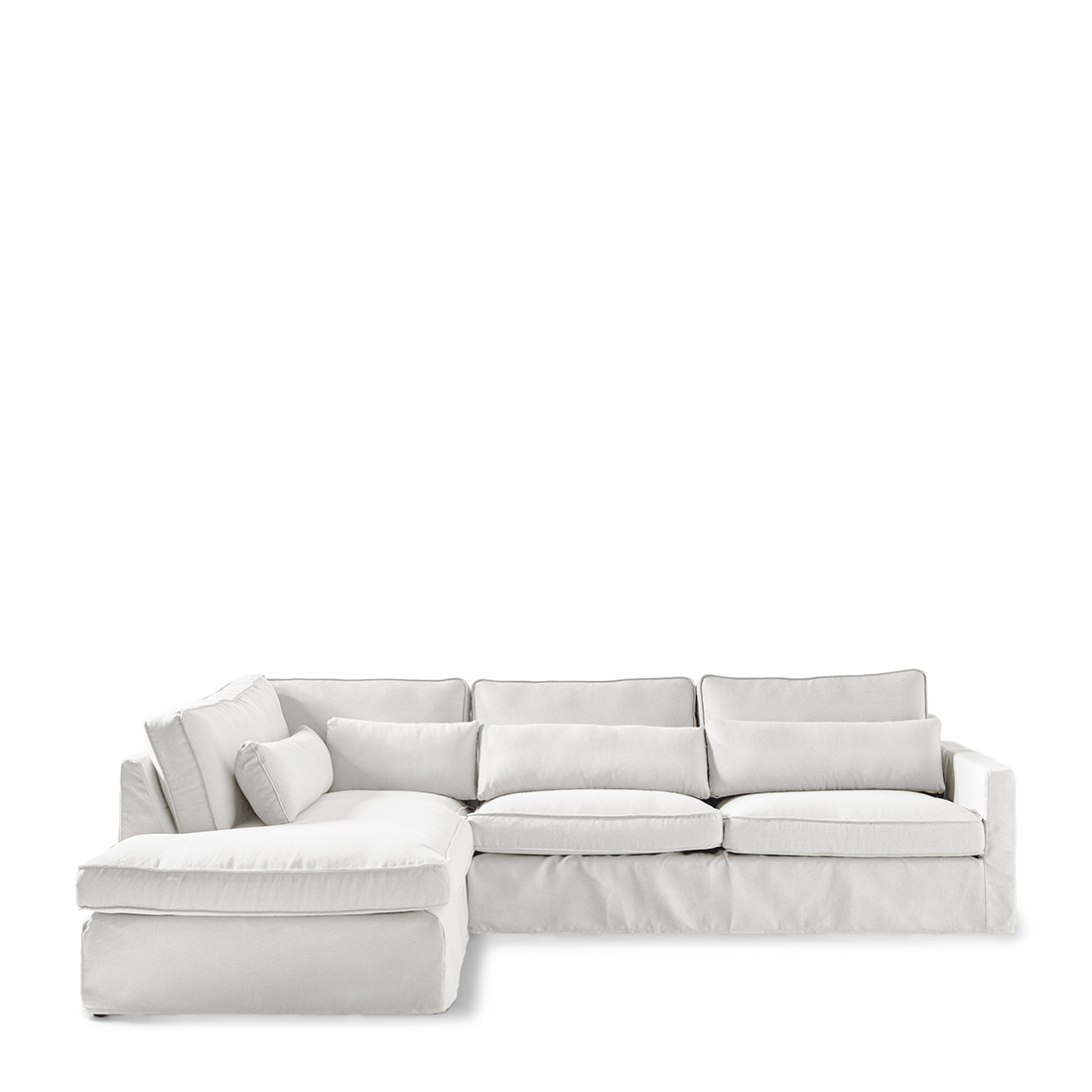 Rivièra Maison - Brompton Cross Corner Sofa Chaise Longue Left, oxford weave, alaskan white - Kleur: Alaska Wit