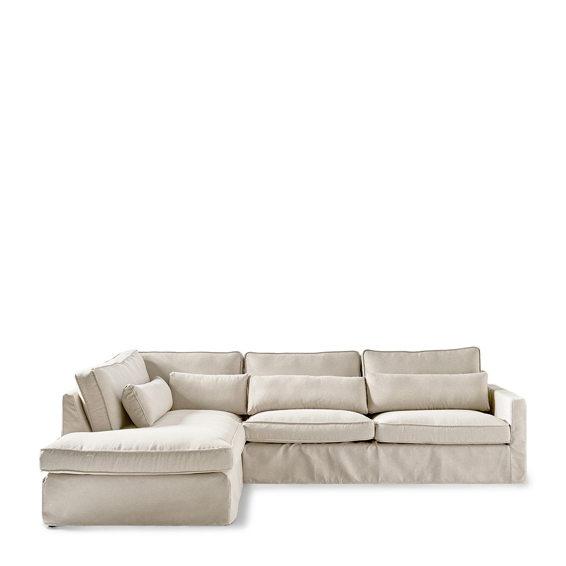 Rivièra Maison - Brompton Cross Corner Sofa Chaise Longue Left, oxford weave, flanders flax - Kleur: beige