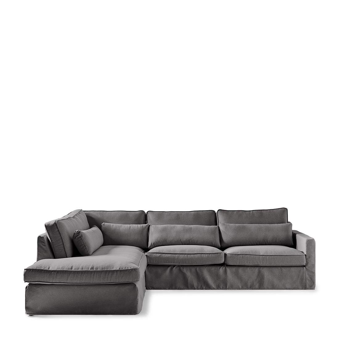 Rivièra Maison - Brompton Cross Corner Sofa Chaise Longue Left, oxford weave, classic charcoal - Kleur: Houtskool