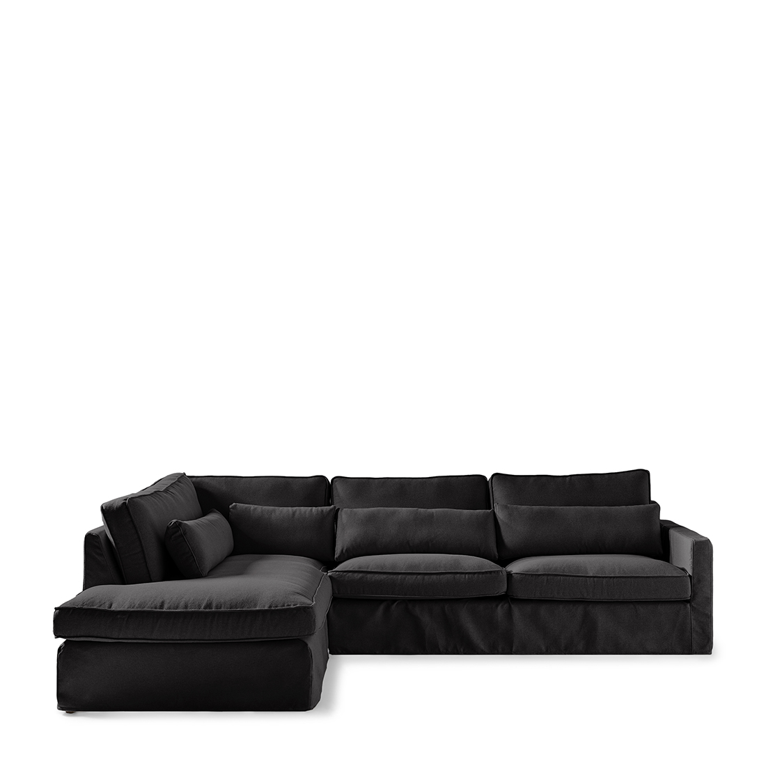 Rivièra Maison - Brompton Cross Corner Sofa Chaise Longue Left, oxford weave, basic black - Kleur: Basis Zwart