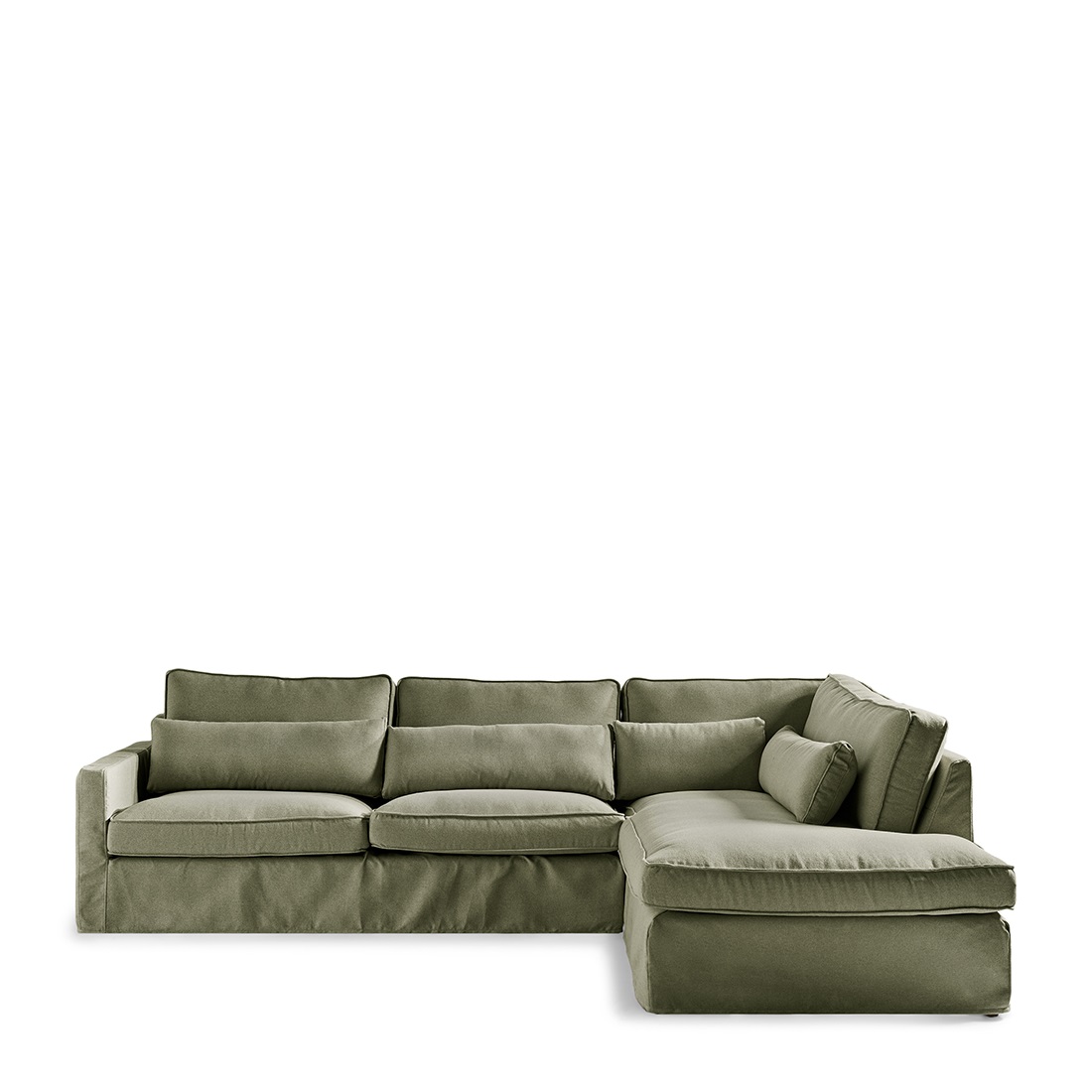 Rivièra Maison - Brompton Cross Corner Sofa Chaise Longue Right, oxford weave, forest green - Kleur: Bos Groen