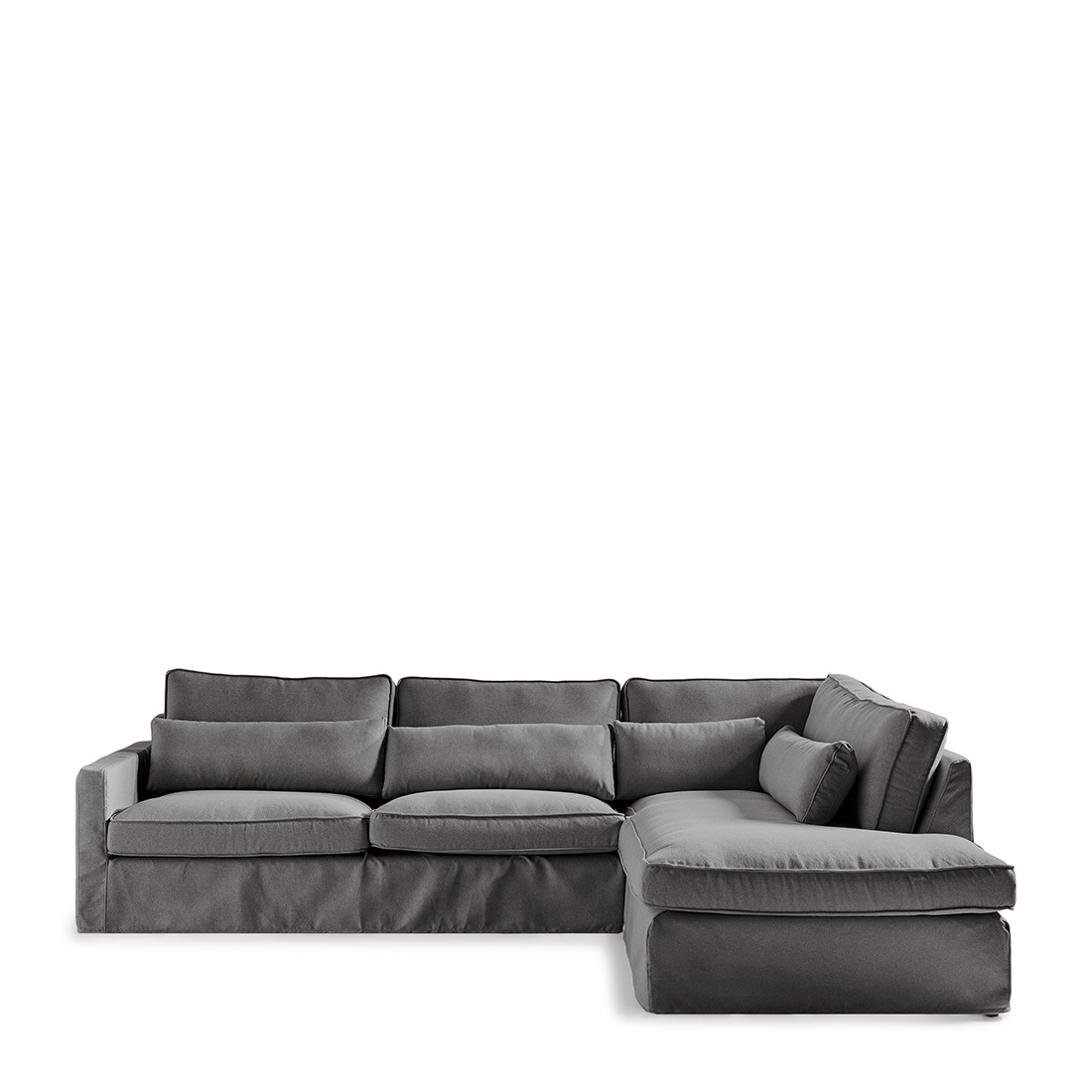 Rivièra Maison - Brompton Cross Corner Sofa Chaise Longue Right, oxford weave, classic charcoal - Kleur: Houtskool