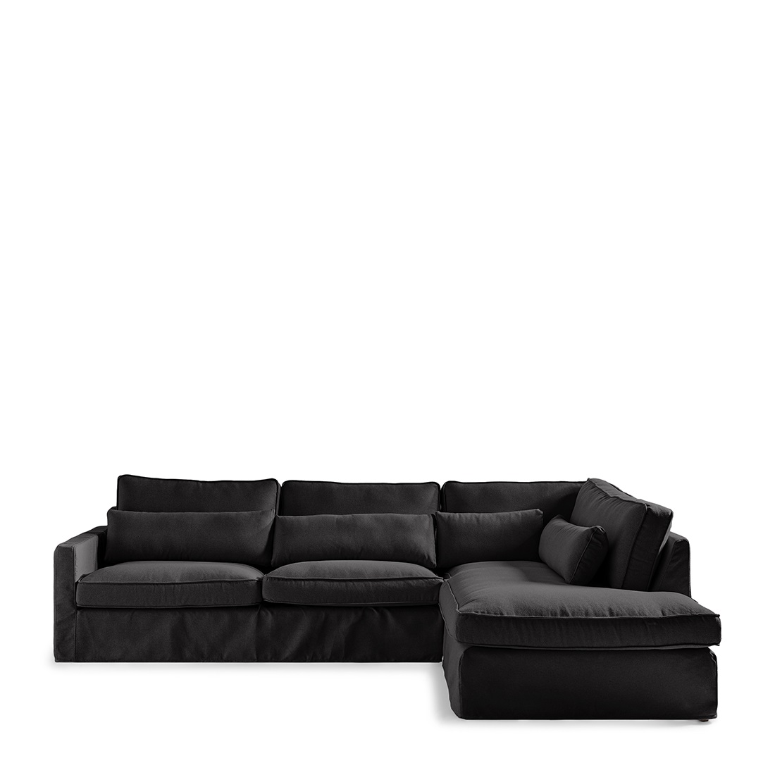Rivièra Maison - Brompton Cross Corner Sofa Chaise Longue Right, oxford weave, basic black - Kleur: Basis Zwart