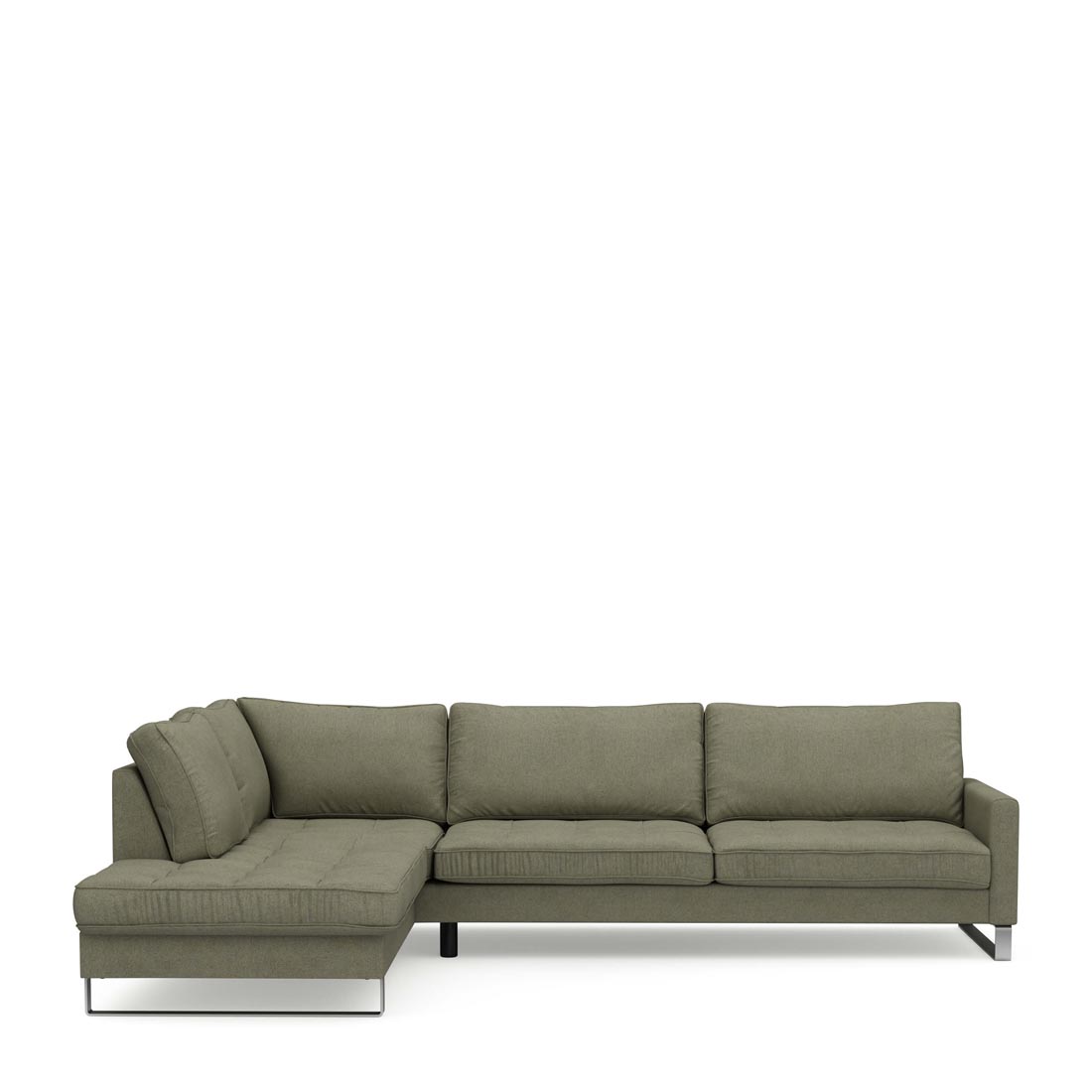 Rivièra Maison - West Houston Corner Sofa Chaise Longue Left, oxford weave, forest green - Kleur: Bos Groen