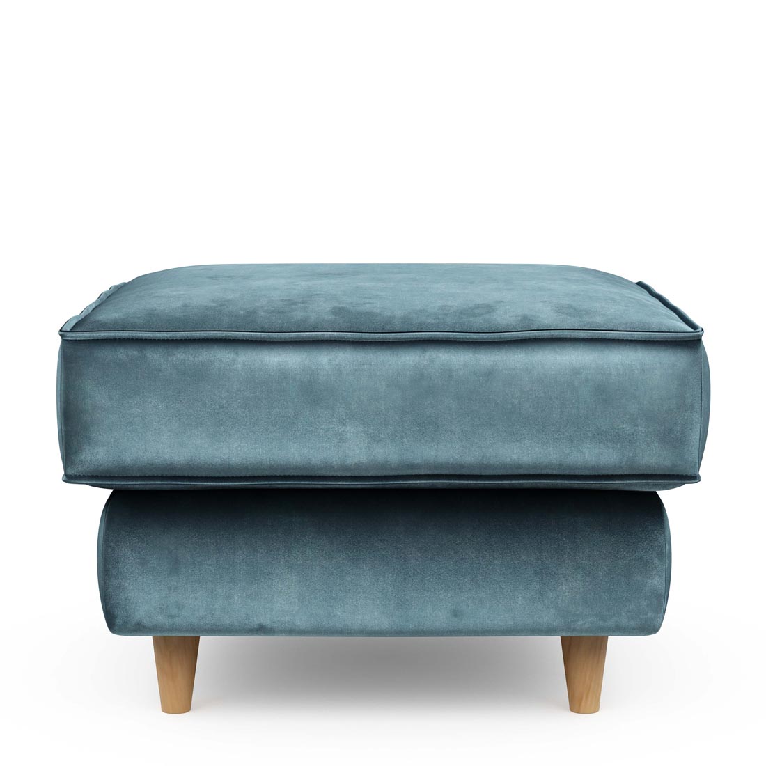 Rivièra Maison - Kendall Footstool 70x70, velvet, petrol - Kleur: blauw