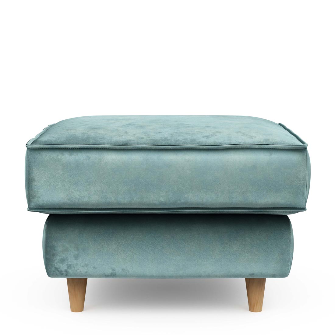 Rivièra Maison - Kendall Footstool 70x70, velvet, mineral blue - Kleur: Mineraalblauw