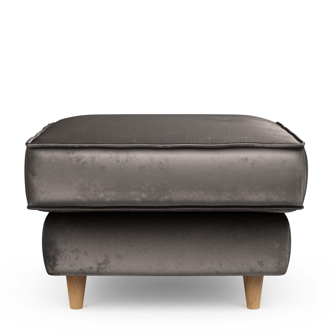 Rivièra Maison - Kendall Footstool  70x70, velvet, grimaldi grey - Kleur: Grimaldi Grijs