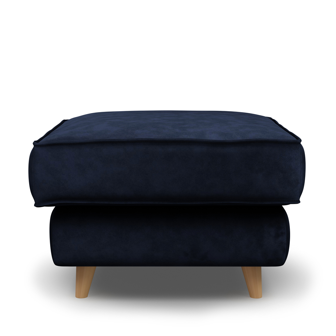 Rivièra Maison - Kendall Footstool 70x70, velvet, estate blue - Kleur: Landgoed Blauw