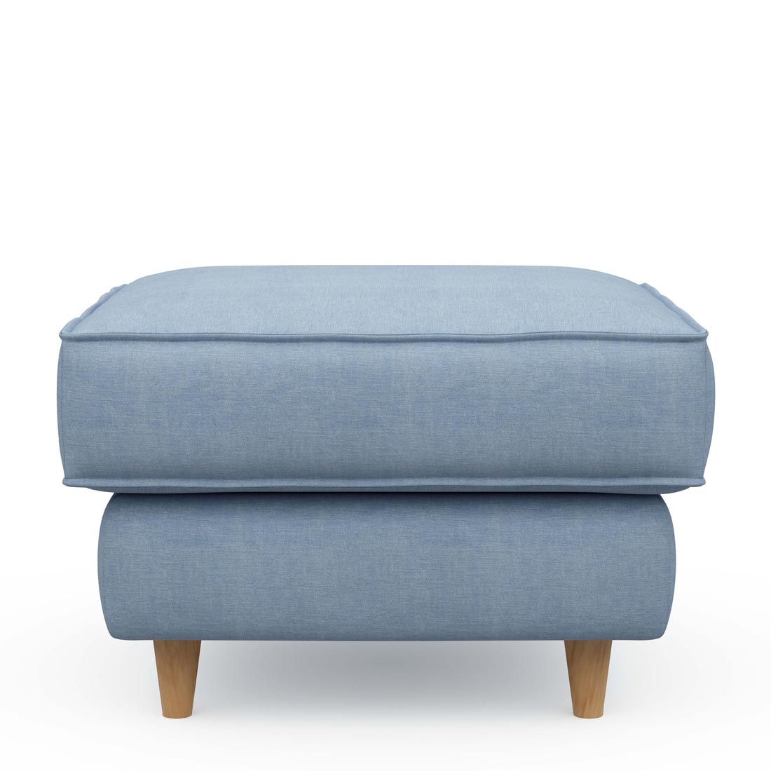 Rivièra Maison - Kendall Footstool 70x70, washed cotton, ice blue - Kleur: Ijs Blauw