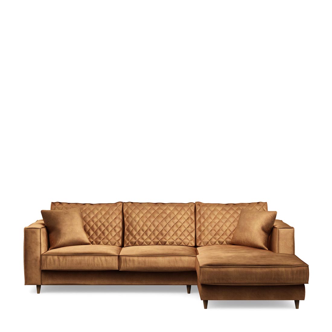 Rivièra Maison - Kendall Sofa with Chaise Longue Right, velvet, cognac - Kleur: bruin