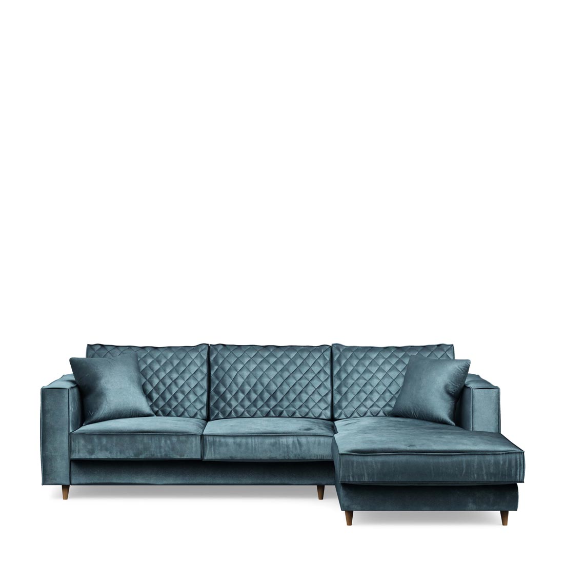 Rivièra Maison - Kendall Sofa with Chaise Longue Right, velvet, petrol - Kleur: blauw