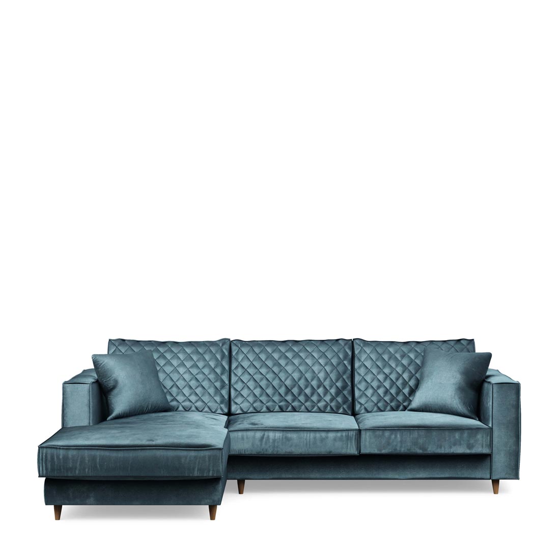 Rivièra Maison - Kendall Sofa With Chaise Longue Left, velvet, petrol - Kleur: blauw