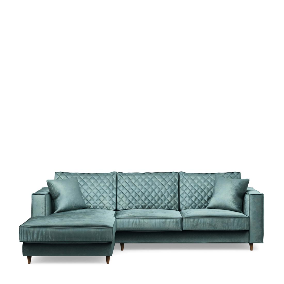 Rivièra Maison - Kendall Sofa With Chaise Longue Left, velvet, mineral blue - Kleur: Mineraalblauw