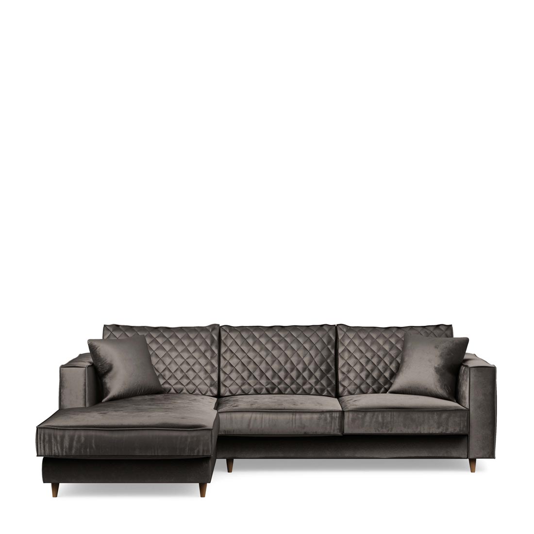 Rivièra Maison - Kendall Sofa With Chaise Longue Left, velvet, grimaldi grey - Kleur: Grimaldi Grijs