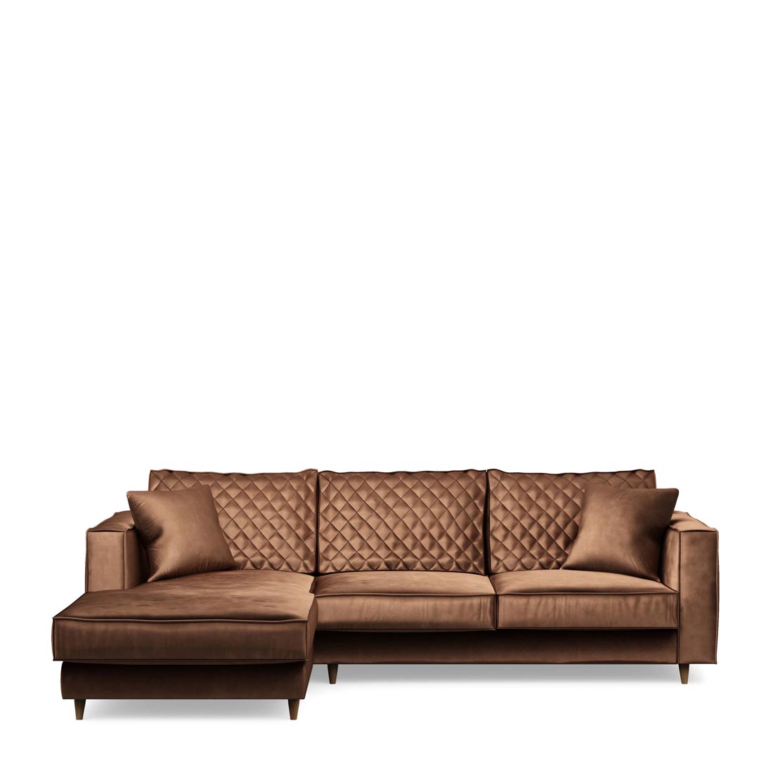 Rivièra Maison - Kendall Sofa With Chaise Longue Left, velvet, chocolate - Kleur: Chocolade