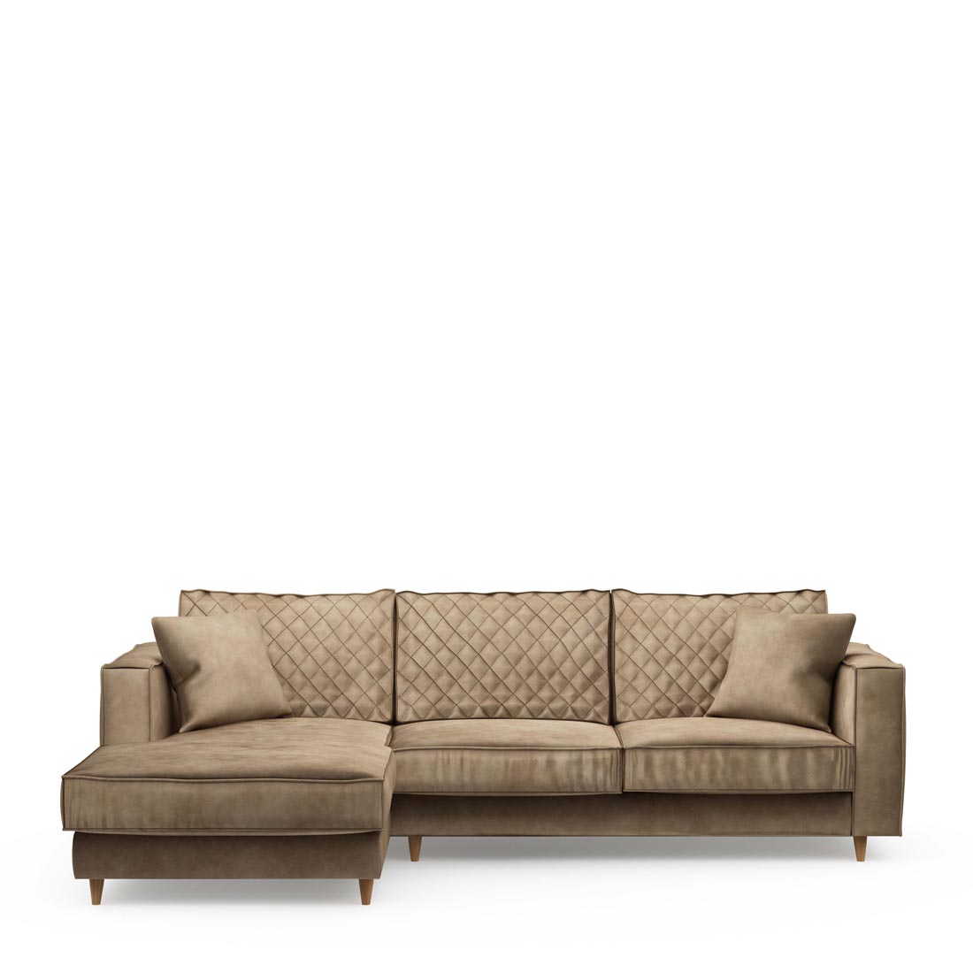 Rivièra Maison - Kendall Sofa With Chaise Longue Left, velvet, golden beige - Kleur: beige