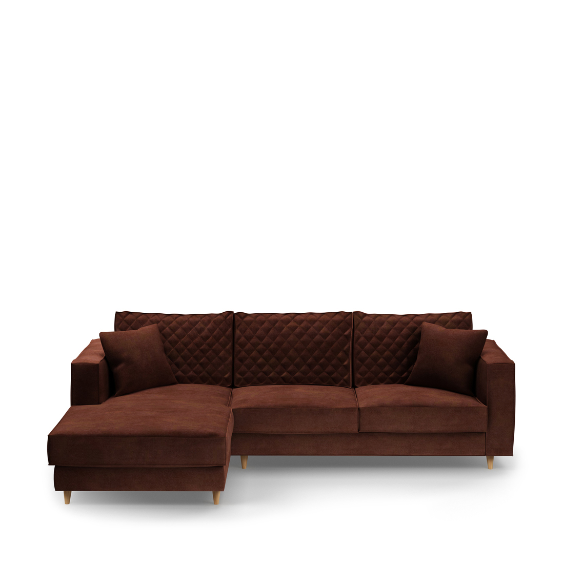 Rivièra Maison - Kendall Sofa With Chaise Longue Left, velvet, chestnut - Kleur: Kastanje