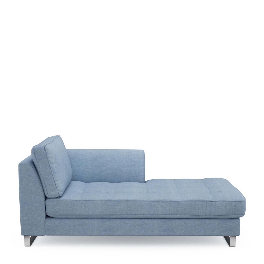 Rivièra Maison - West Houston Chaise Longue Right, washed cotton, ice blue - Kleur: Ijs Blauw