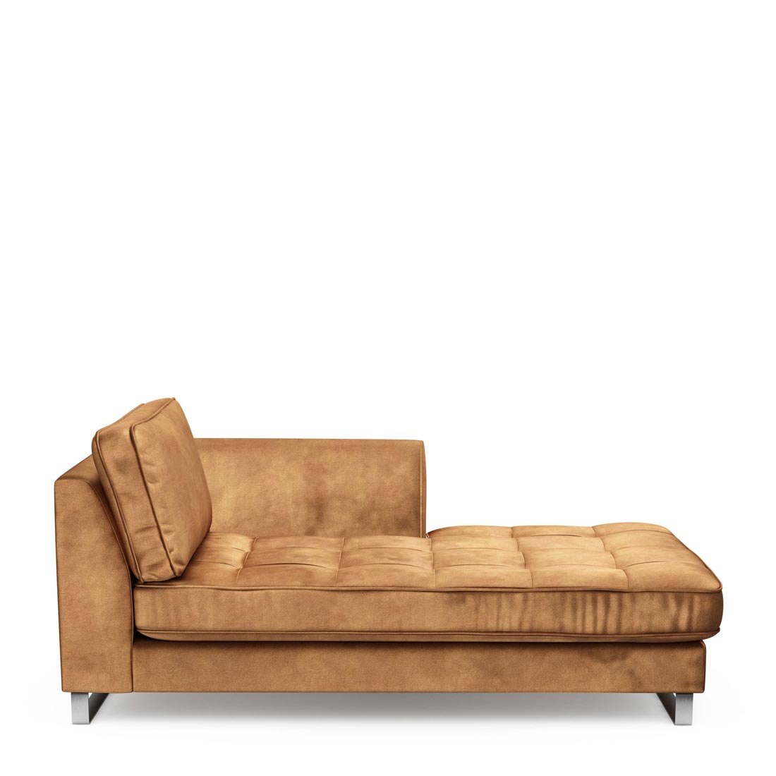 Rivièra Maison - West Houston Chaise Longue Right, velvet, cognac - Kleur: bruin