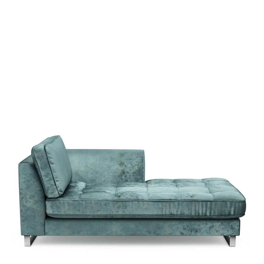 Rivièra Maison - West Houston Chaise Longue Right, velvet, mineral blue - Kleur: Mineraalblauw