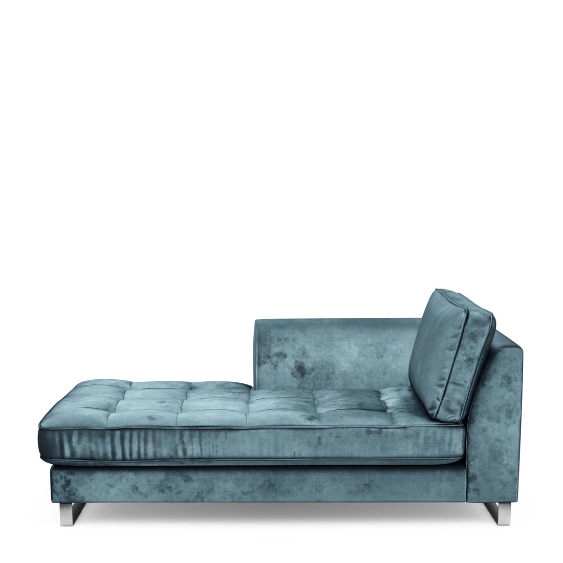 Rivièra Maison - West Houston Chaise Longue Left, velvet, petrol - Kleur: blauw