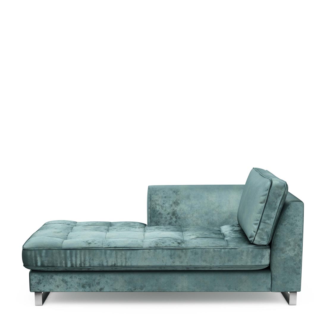 Rivièra Maison - West Houston Chaise Longue Left, velvet, mineral blue - Kleur: Mineraalblauw