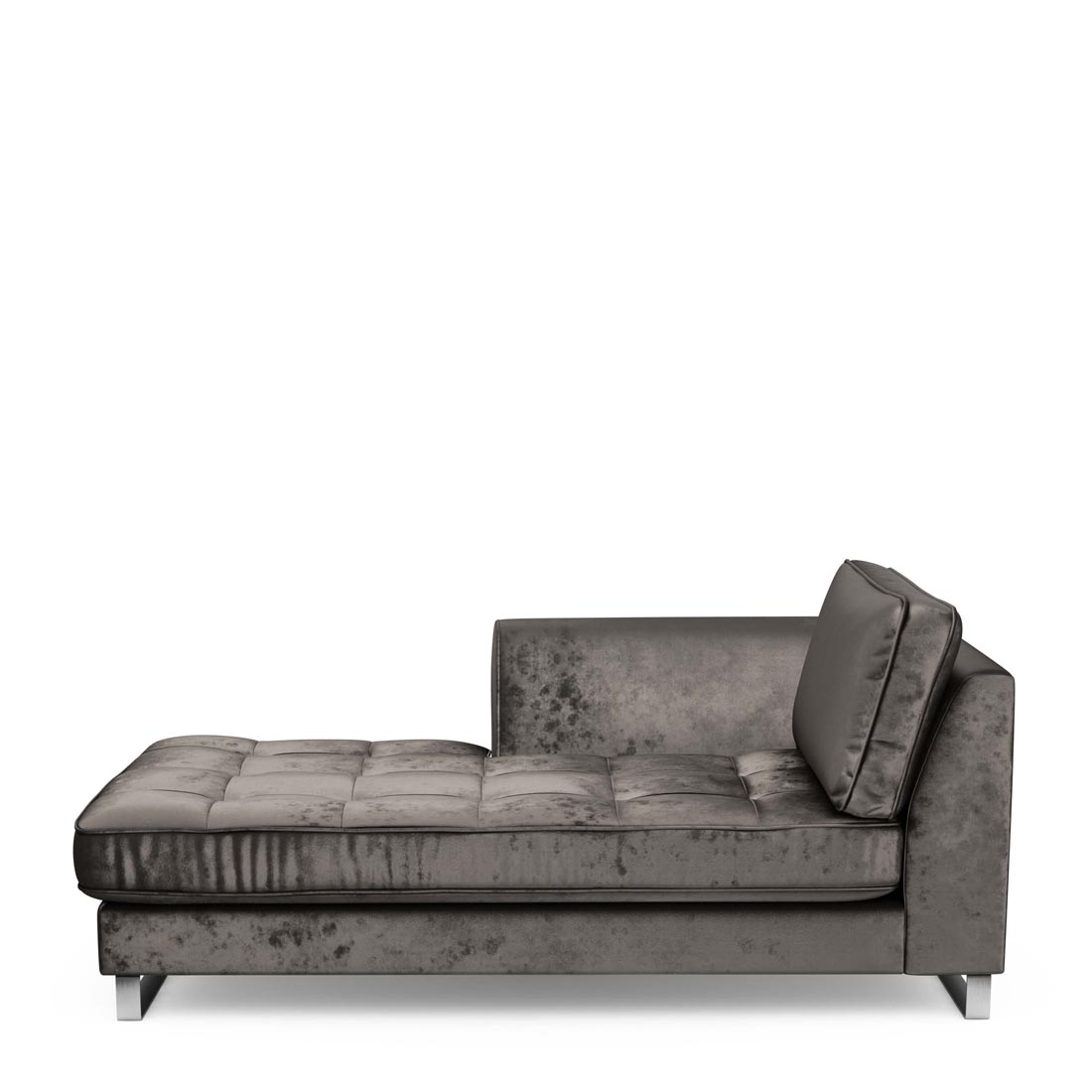 Rivièra Maison - West Houston Chaise Longue Left, velvet, grimaldi grey - Kleur: Grimaldi Grijs