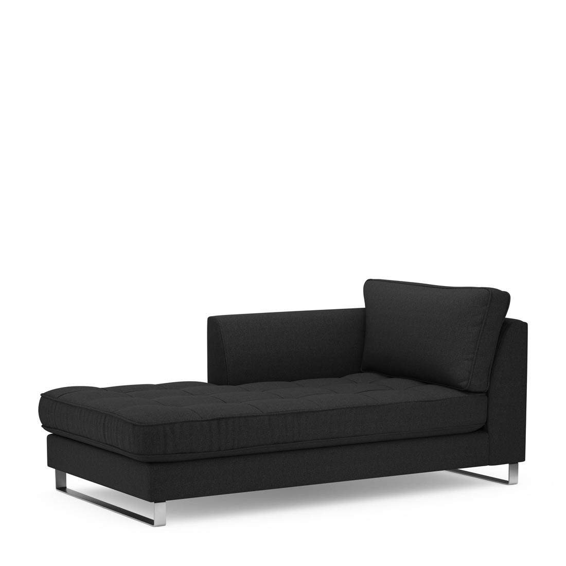 Rivièra Maison - West Houston Chaise Longue Left, oxford weave, basic black - Kleur: Basis Zwart
