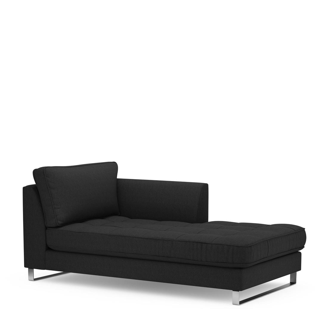 Rivièra Maison - West Houston Chaise Longue Right, oxford weave, basic black - Kleur: Basis Zwart