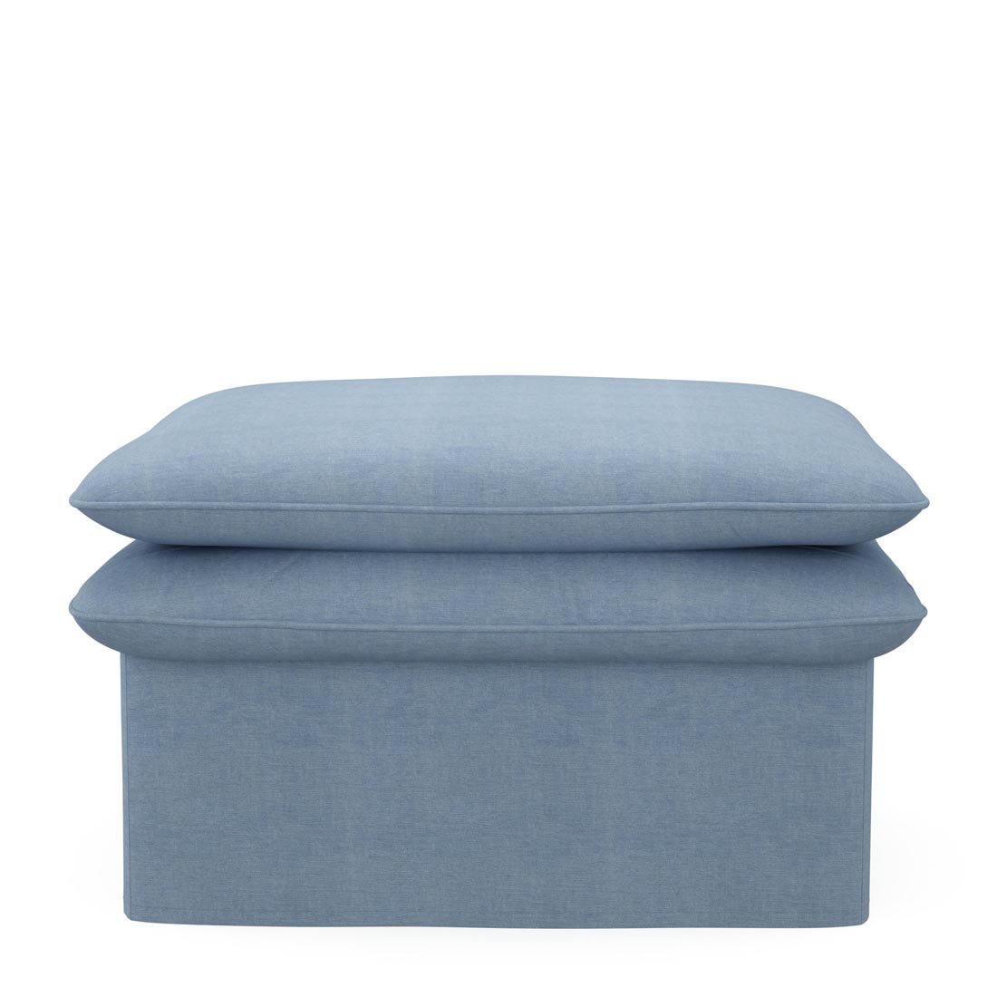 Rivièra Maison - Continental Footstool, washed cotton, ice blue - Kleur: Ijs Blauw