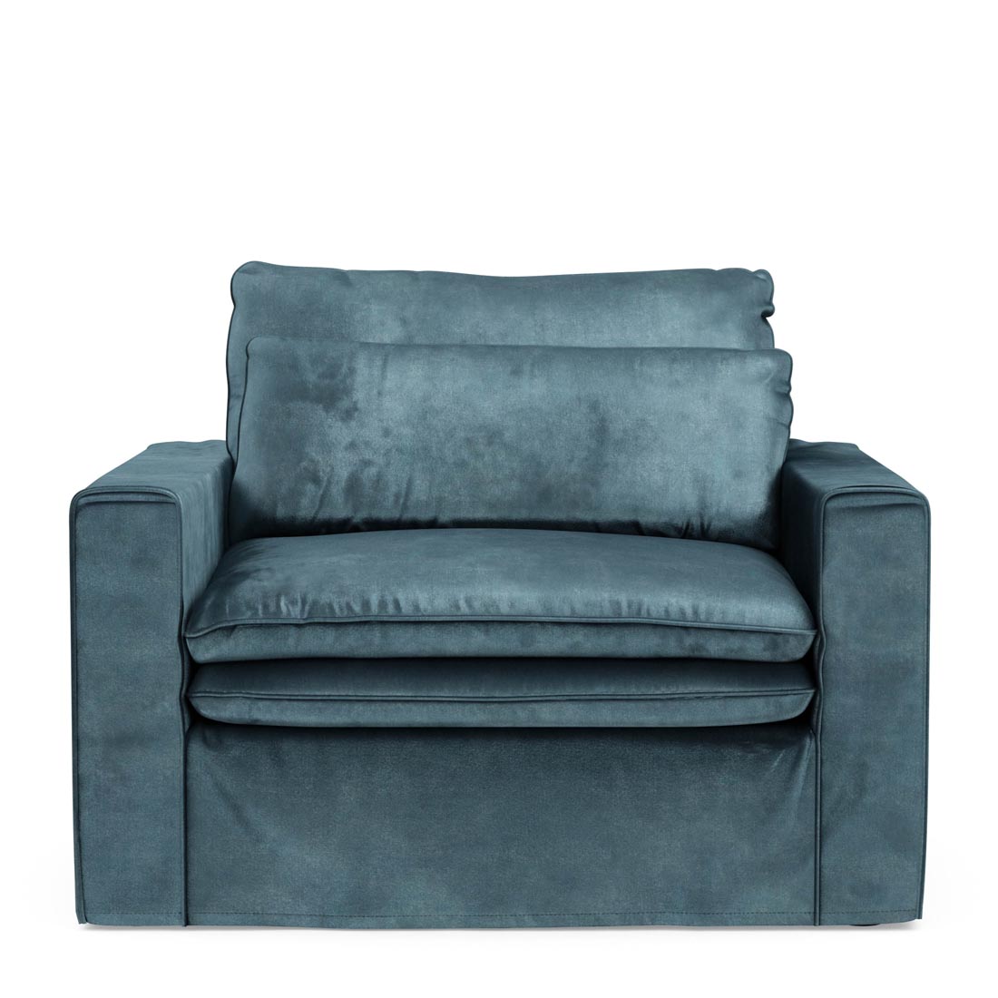 Rivièra Maison - Loveseat Continental, Petrol, Velvet - Kleur: blauw