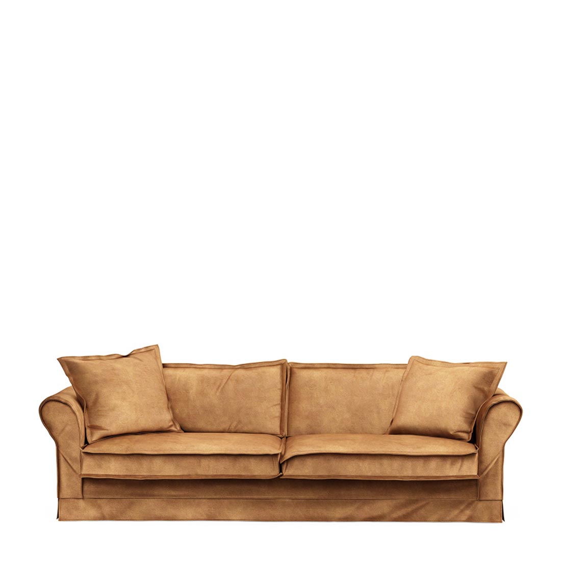 Rivièra Maison - Carlton Sofa 3,5 Seater, velvet, cognac - Kleur: bruin