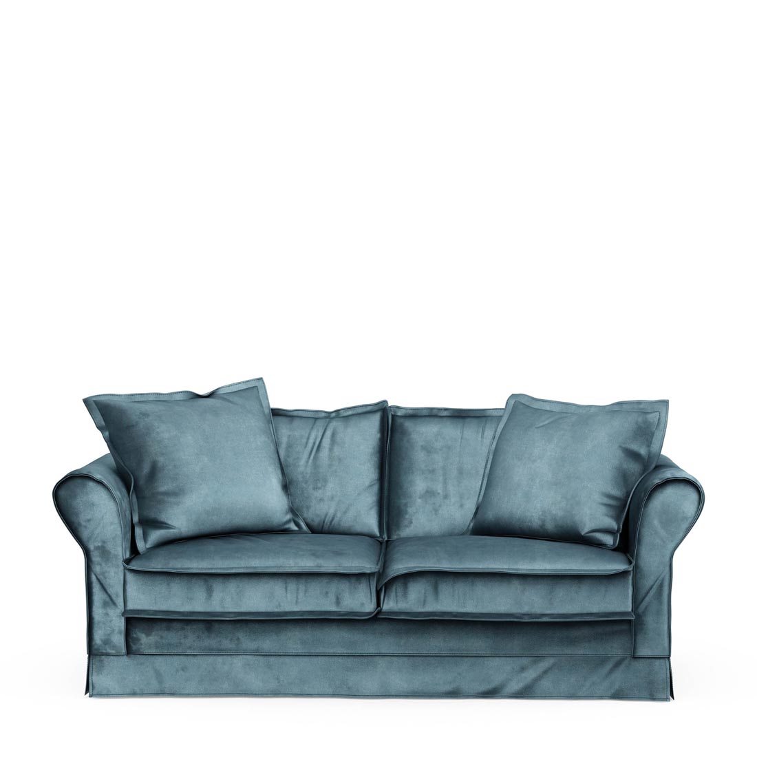 Rivièra Maison - Carlton Sofa 2,5 Seater, velvet, petrol - Kleur: blauw