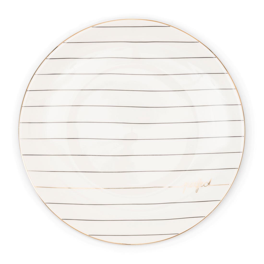 Riviera Maison Dinerbord 25 cm - Dots & Stripes Perfect Dinner Plate - Wit - Porselein