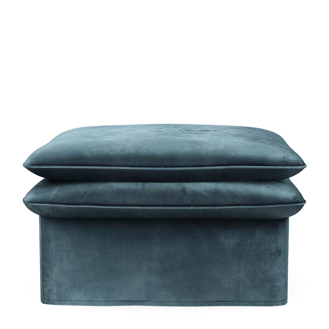 Rivièra Maison - Continental Footstool 105x90, velvet, petrol - Kleur: blauw