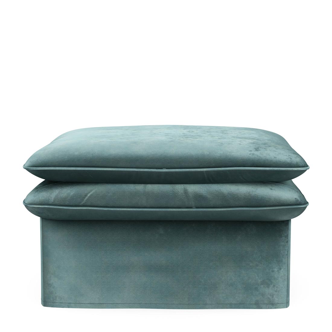 Rivièra Maison - Continental Footstool 105x90, velvet, mineral blue - Kleur: Mineraalblauw