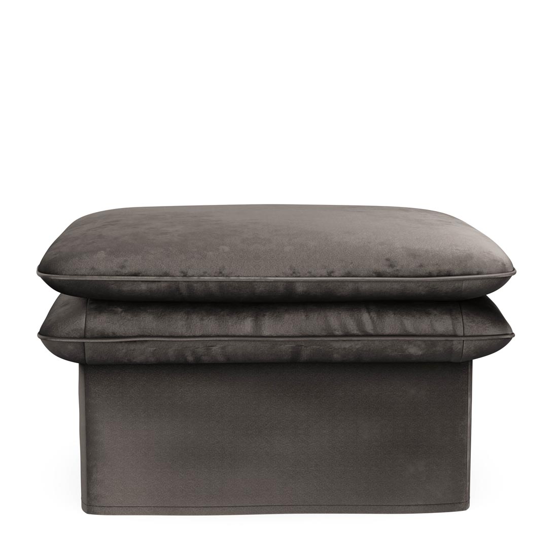 Rivièra Maison - Continental Footstool 105x90, velvet, grimaldi grey - Kleur: Grimaldi Grijs