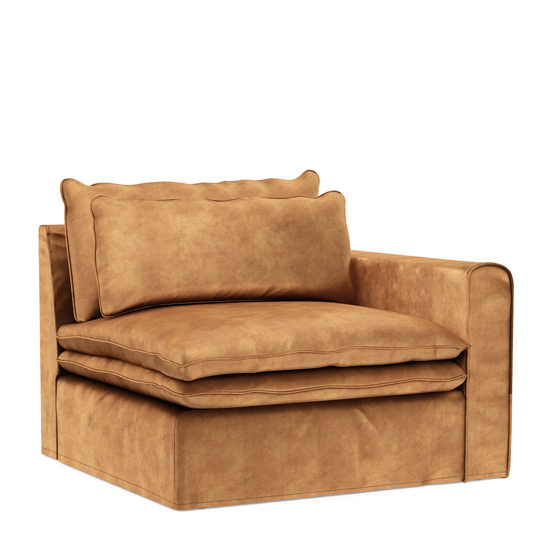 Rivièra Maison - Continental Corner Right,  velvet, cognac - Kleur: bruin