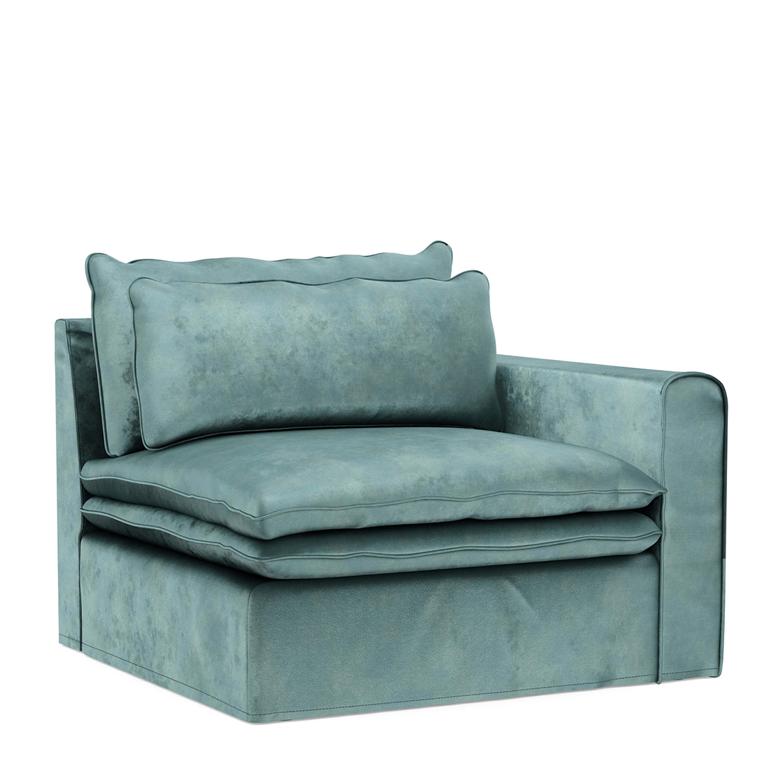 Rivièra Maison - Continental Corner Right, velvet, mineral blue - Kleur: Mineraalblauw