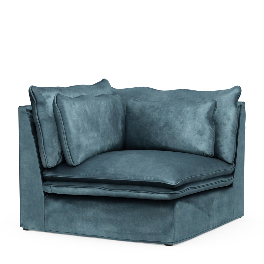 Rivièra Maison - Continental Corner, velvet, petrol - Kleur: blauw